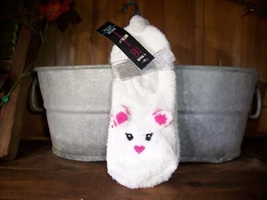 NO BOUNDARIES RABBIT THEME LADIES SLIPPER SOCKS SIZE 4-10 WHITE BALLERINA NEW - Picture 1 of 1