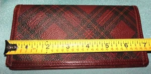 POLO RALPH LAUREN Vtg Stewart Tartan Plaid Red Long Leather Bifold Wallet - Picture 1 of 12