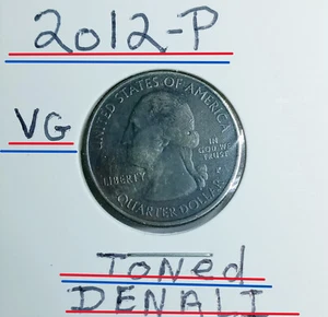 2012 Washington Quarter DenalI Toned in VG Condition Rare Find Missing Cladding - Picture 1 of 8