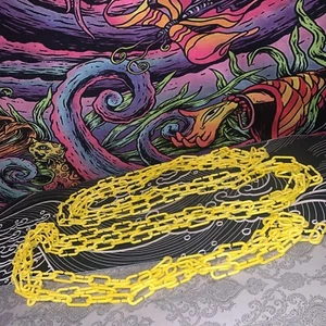 Vintage 1980s Plastic Clip On 80s Bell Charm Chain Link Necklace Yellow-26feet!- - Picture 1 of 3