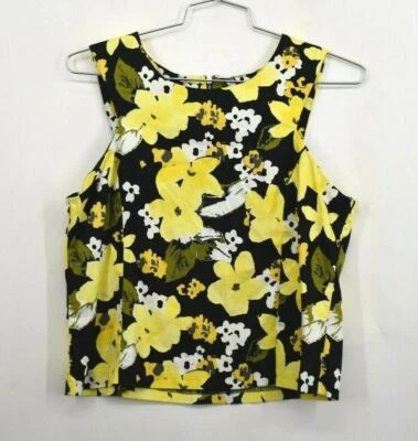 Peacocks Womens Yellow Floral Print Zip Back Blouse Sleeveless Stretch Size 16 - Image 1 of 4