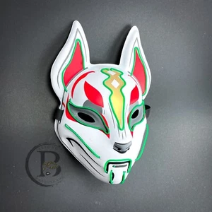 Light Up Kitsune Fox Mask Cosplay LED Halloween Costume Masquerade Mask [Green] - Picture 1 of 4