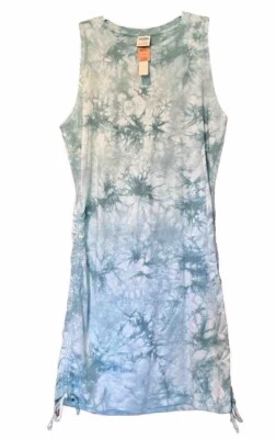 Victorias Secret Pink Dress Tie Dye Sleeveless Adjustable Ruched Side Womens L - Image 1 of 4