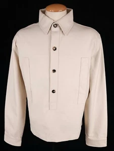 Bottega Veneta Knotted Twill Long Sleeve Polo Shirt 54 US 44 L Mens Beige NWT - Picture 1 of 10