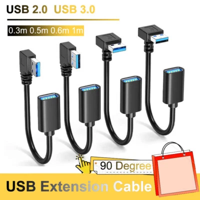 USB 3.0 Extension Cable Lead USB A Male to Female 90 Degree Data Sync Cable Lead - Image 1 of 4