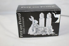 Fitz and Floyd Metal Serveware Rabbit Salt & Peeper Holder w/ Shakers