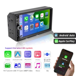 Double 2 Din 7 Car For Apple/Andriod CarPlay Touch Screen Stereo Bluetooth Radio - Picture 1 of 9