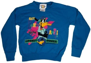 VTG 1993 Kids Child 5/6 Daffy Duck Crewneck Sweatshirt 90s USA Made Looney Tunes - Picture 1 of 9