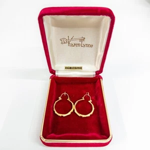 Vintage Karen Lynne 12ct Gold Filled Earings Jewelry hoops - Picture 1 of 4