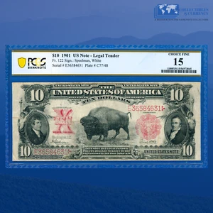 Fr.122 1901 $10 Ten Dollars "BISON" Legal Tender Note, PCGS Ch Fine 15 #84631 - Picture 1 of 3