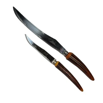 Vintage 13" 10" Knife Steel Stag Handle Sheffield England Lot Set 2 Olde English - Image 1 of 4