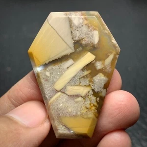 Natural Conglomerate Agate Cabochon 41x30x5mm High Quality Coffin Shape 55.5 ct - Picture 1 of 5