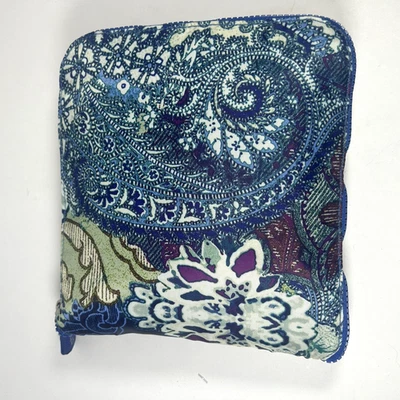 Bolso de Mano Plegable Chico's Azul/Púrpura Patrón Paisley Compacto Ligero Foto 1 de 4