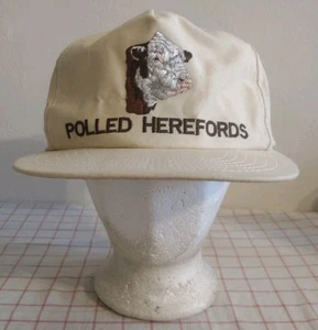 Vintage Polled Herefords Cap Mütze Beige Herren Verstellbar Snapback Bestickt - Bild 1 von 6
