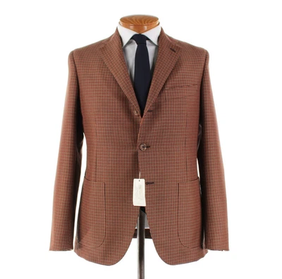 Belvest NWT Wool Blend Two Piece Suit Size 50R (40R US) In Orange, Blue & Beige - Image 1 of 4