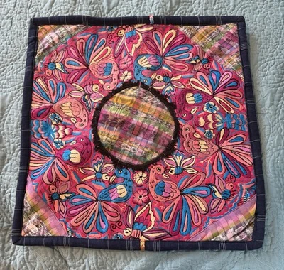 Funda de Almohada Guatemala Tribal Flores Rojo Retazos Nuevo Algodón Huipil Negro #21 Foto 1 de 4