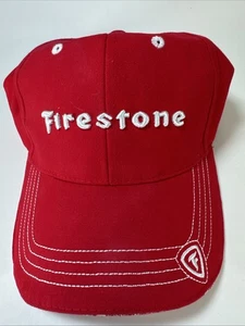Firestone Tires Logo Since 1900 Red White Hat Adjustable Buckle Cap America - Picture 1 of 7