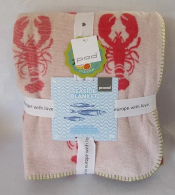 Pad Concept Seaside Lobsters Coral Pink Throw Blanket 60" X 78" Reversible - Image 1 of 4