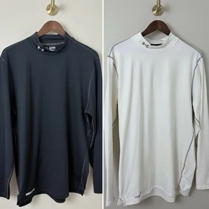 Under Armour Shirt Herren 2XL ColdGear Fitted Weiß & Schwarz Langarm Mock Neck - Bild 1 von 13