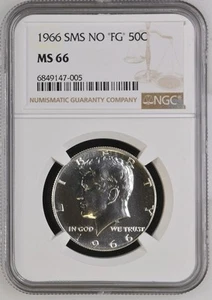 🌟1966 Kennedy Half No FG NGC MS66 SP66 Bright White Spotless FS 901 - Picture 1 of 3