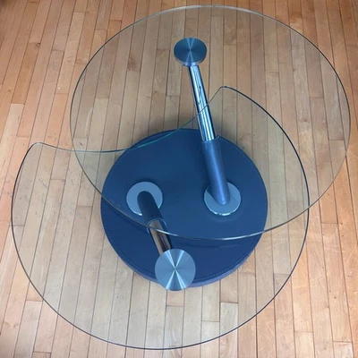 Vintage Modesto for Magnussen Swivel Coffee Table Postmodern Glass - Image 1 of 4