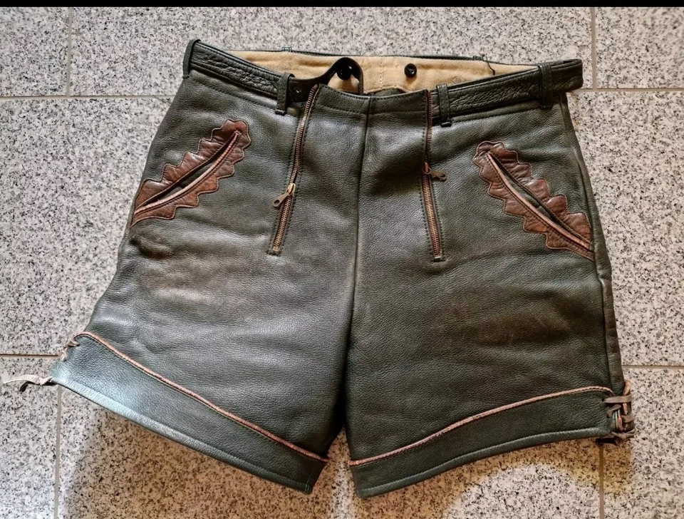 Kurze Lederhose Krachlederne Glattlederhose Bergfreund 46 - Bild 1 von 4