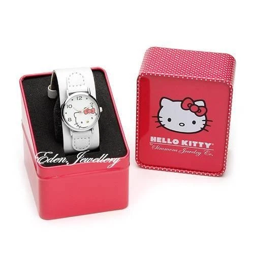 AUTHENTIC Hello Kitty Watch GENUINE Leather H3WL1000NONNF-WT Collectible Tin - Image 1 of 1