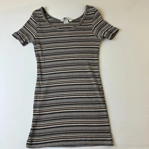 Vintage Express Dress Womens Small Striped Short Sleeve Ribbed 90s Made USA - Picture 1 of 9
