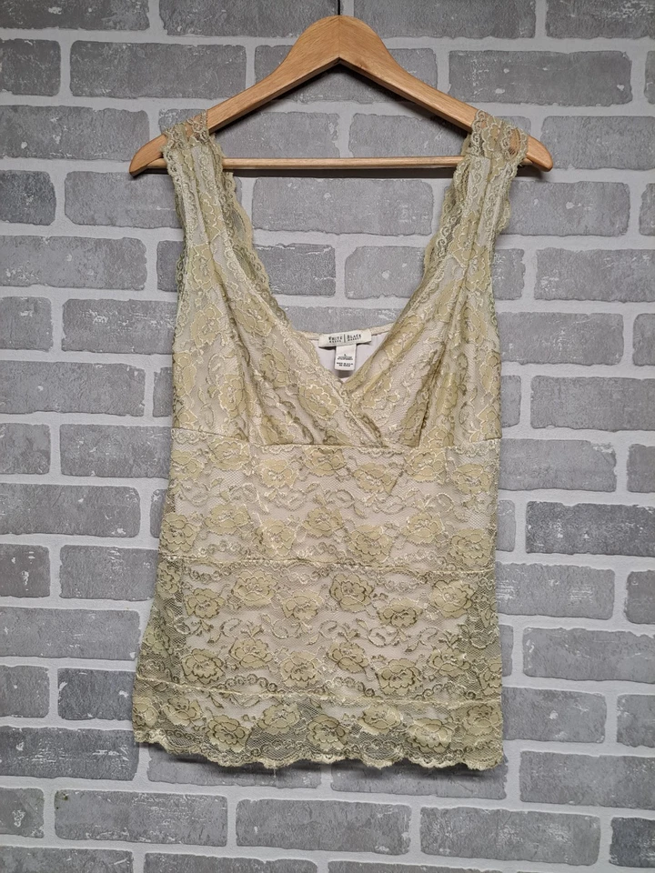 White House Black Market Y2K Floral Lace Babydoll Tank Top Womens Size Large - Image 1 of 4