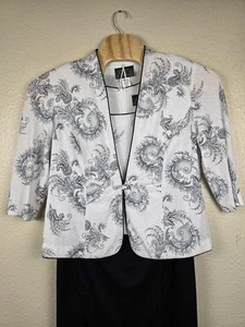 Alex Evenings Vestido Chaqueta Conjunto Mujer 14W Negro Blanco Paisley Vestido Formal - Imagen 1 de 23