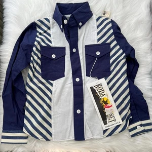 NWT Vintage Koda Sunset - Navy cream button up shirt, Boys 5 - Picture 1 of 6