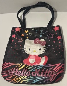 Hello Kitty Sanrio Rainbow Tote Bag Stripes and Stars Sanrio Black Handbag 2013 - Picture 1 of 7