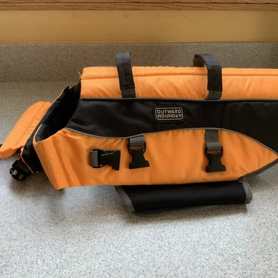 Outward Hound Dog Life Jacket Size M Orange Blk Gray  Safety Vest Adjustable - Image 1 of 4