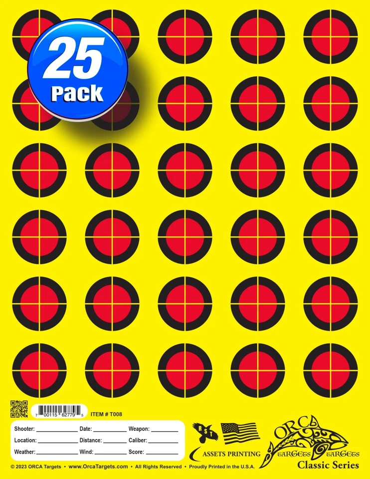 RAVEN SEEKER TARGETS 25 PACK: Range Shooting Pistol / Rifle TARGETS! FREE SHIPPING!! MULTI-30 [D30]