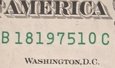 Jan. 8, 1975 Birthday  Anniversary Note Fancy Serial Number $1 One Dollar  Bill - Image 1 of 3