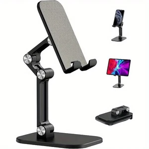 Soporte ajustable de plástico plegable negro para teléfono - Imagen 1 de 5