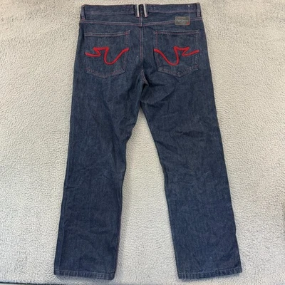 Vintage Pepe Jeans Mens 38x32 Dark Denim Embroidered Pockets Straight Leg Baggy - Image 1 of 4