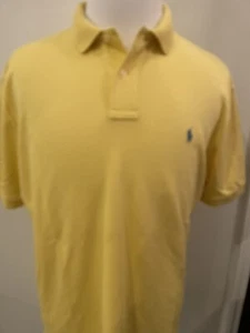 Polo Ralph Lauren Mens Large Yellow 100% Cotton Jersey Shirt Pony Logo S/S Golf - Picture 1 of 12