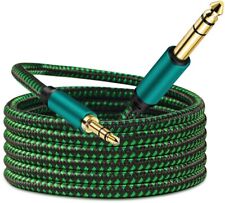AUX 3.5mm To 6.35mm TRS Stereo Audio Cable Gold Plated Nylon Braided Green 6M UK