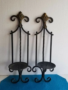 Pair Decorative 18" Tall Metal Candle Sconces - Picture 1 of 5