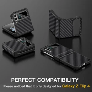 For Samsung Galaxy Z Flip 4 Phone Case Carbon Fiber Shockproof Hinge Hard Cover - Picture 1 of 9