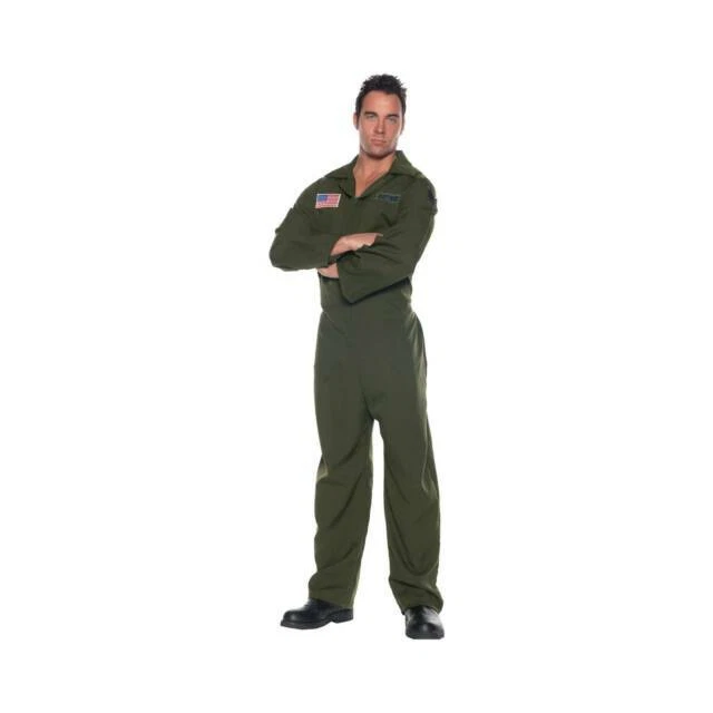 Underwraps Costumes Mens Airforce Jumpsuit Halloween Costume Dress - Green