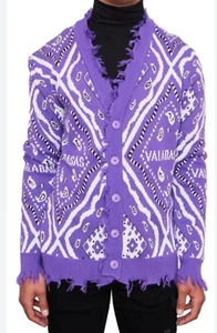 Valabasas The Pledge Viola Cardigan Maglione Uomo Distressed Taglia XL - Foto 1 di 6