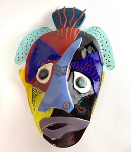 Pop Art Fused Art Glass Face Mask - Picture 1 of 10