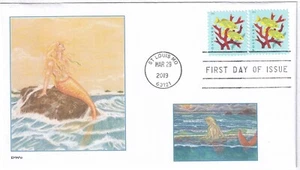 MERMAID   PRETTY SEXY BLONDE GIRL  CORAL REEFS  FDC- DWc  CACHET - Picture 1 of 1