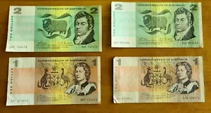 Commonwealth of Australia 1968-69?? Phillips/Randall $1 $2 Banknote Set Two Each - Picture 1 of 10