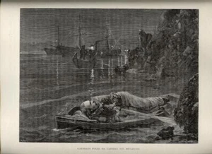1884 Stampa Antica = GARIBALDI FUGGE DA CAPRERA = Risorgimento = Old Print - Picture 1 of 1