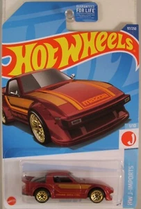 HOT WHEELS #2022-097 Mazda RX-7 - RED, on US long card (NEW in BLISTER) - Picture 1 of 2