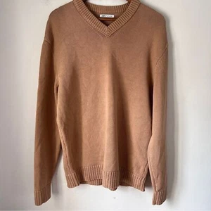 Zara hellbrauner Strickpullover mit V-Ausschnitt Herren Large - Bild 1 von 7