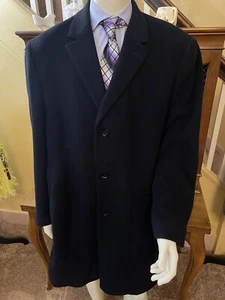 Calvin Klein Men's Black Wool Cashmere Blend Top Long Coat Overcoat Sz 46 R - Picture 1 of 10